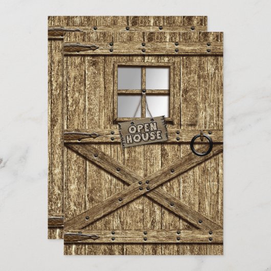 LAND OPEN HUISINVITATIE - RUSTISCHE DEUR KAART (Voorkant / Achterkant)