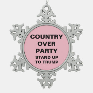 Land over Partij Sta op tegen Trump Snowflake Tin Sneeuwvlok Ornament