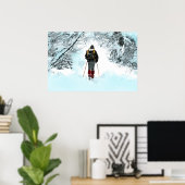 Land overschrijden via sneeuwse Bossen Poster (Thuiskantoor)