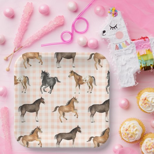 Land Paard Papier Borden Papieren Bordje (Feest)
