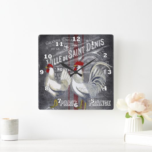 Land  Parijs rooster decor Vierkante Klok (Huis)