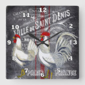 Land  Parijs rooster decor Vierkante Klok (Voorkant)