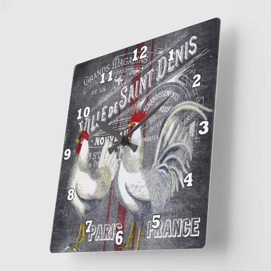 Land  Parijs rooster decor Vierkante Klok (Hoek)