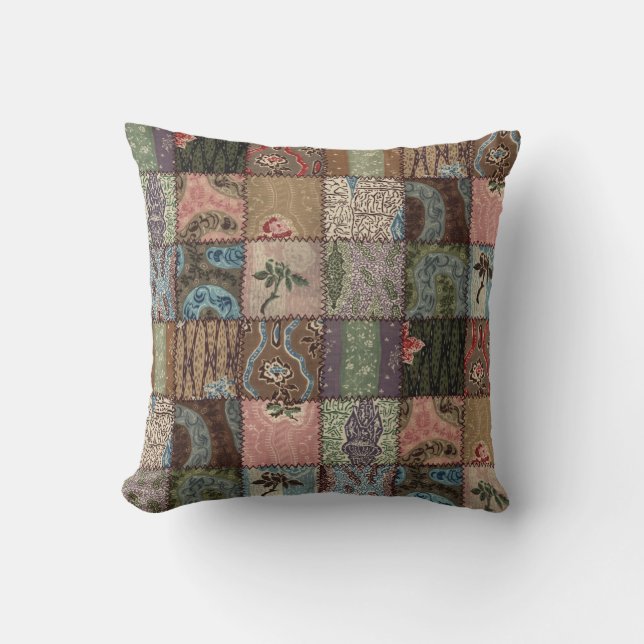 Land patchwork quilt, 3D textuur. Kussen (Voorkant)