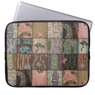 Land patchwork quilt, 3D textuur. Laptop Sleeve