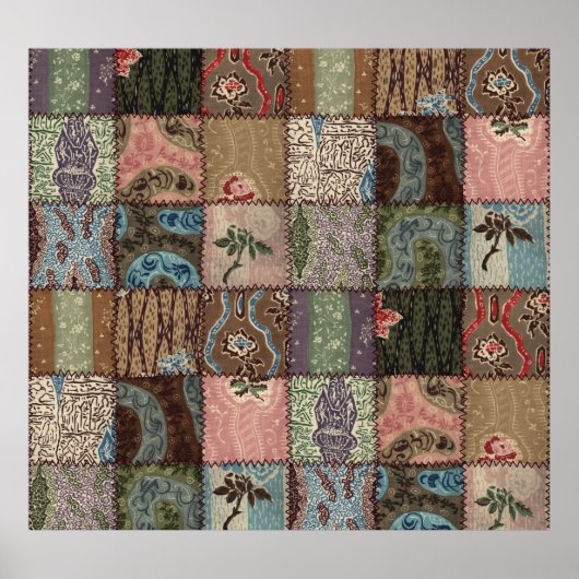 Land patchwork quilt, 3D textuur. Poster (Voorkant)