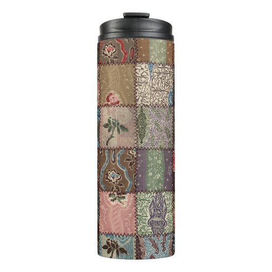 Land patchwork quilt, 3D textuur. Thermosbeker (Voorkant)