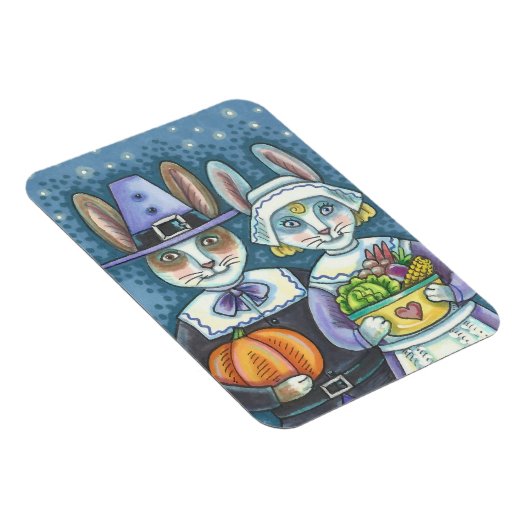 LAND PILGRIMS, THANKSGIVING BUNNY RABBIT MAGNET MAGNEET (Rechterzijde)