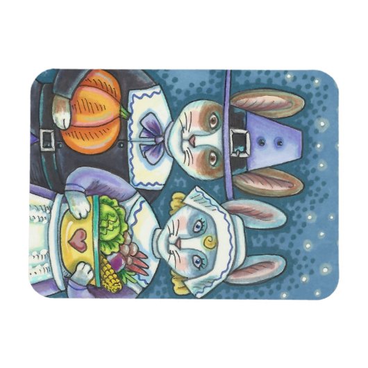 LAND PILGRIMS, THANKSGIVING BUNNY RABBIT MAGNET MAGNEET (Horizontaal)