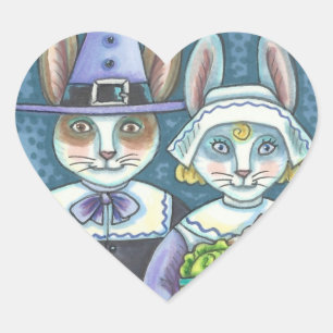 LAND PILGRIMS, THANKSGIVING RABBIT STICKERS Hrt