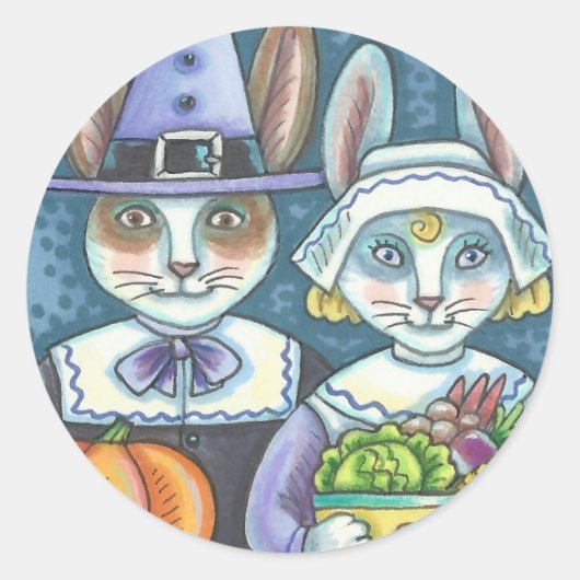 LAND PILGRIMS, THANKSGIVING RABBIT STICKERS RAND (Voorkant)