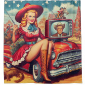  land Pin-up Illustratie Douchegordijn (Voorkant)