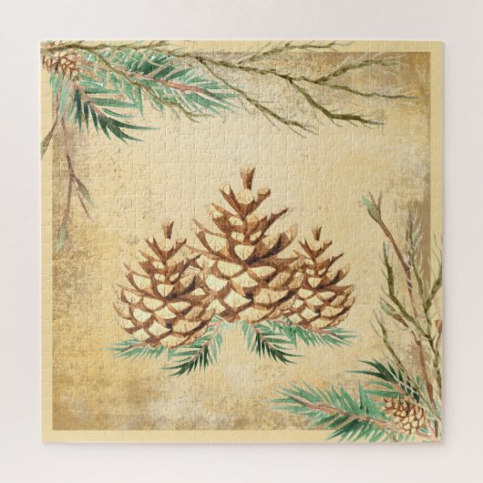 Land Pinecone  Elegant Greenery Holiday Legpuzzel (Verticaal)