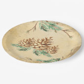 Land Pinecone Elegant Greenery Holiday Papieren Bordje (Gekanteld)