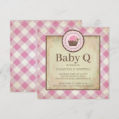 Land Pink Gingham and Cupcake Baby Q Picnic Kaart (Voorkant / Achterkant)