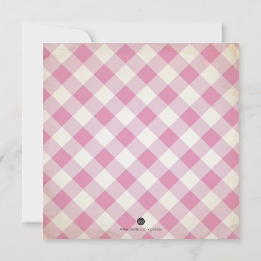Land Pink Gingham and Cupcake Baby Q Picnic Kaart (Achterkant)