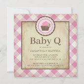 Land Pink Gingham and Cupcake Baby Q Picnic Kaart (Voorkant)