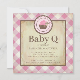 Land Pink Gingham and Cupcake Baby Q Picnic Kaart