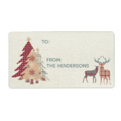 Land Plaids, Deer, Trees Gift Label Sticker (Voorkant)