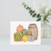 Land Pompoen Oogst - Zonnebloemen en Vat Briefkaart (Staand voorkant)