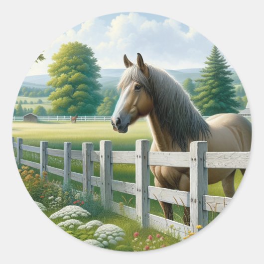 Land Pony Paard Verjaardagsfeest Ronde Sticker (Voorkant)