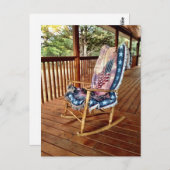 Land Porch Rocker American Flag Throw Briefkaart (Voorkant / Achterkant)