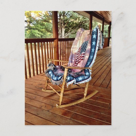 Land Porch Rocker American Flag Throw Briefkaart (Voorkant)