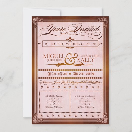  land Poster Style Wedding Uitnodiging (Voorkant)