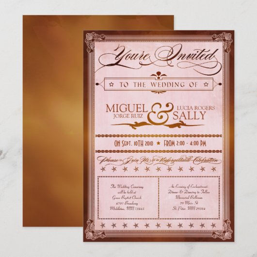  land Poster Style Wedding Uitnodiging (Voorkant / Achterkant)