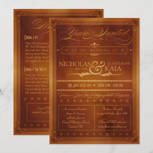  land Poster Style Wedding Uitnodiging (Voorkant / Achterkant)