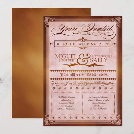  land Poster Style Wedding Uitnodiging (Voorkant / Achterkant)