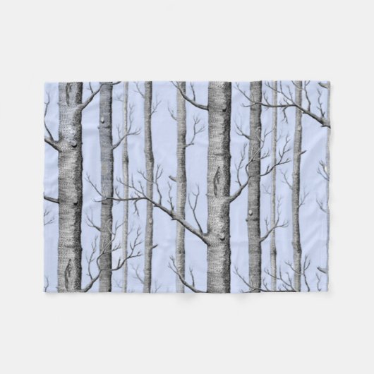 Land, prachtige Aspen-bomen op blauw Fleece Deken (Voorkant (Horizontaal))