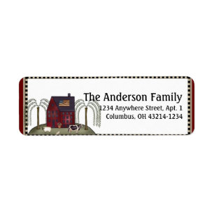 Land Prim Saltbox House 2 Return Address Labels
