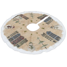 Land Primitief dorp en Snowmen Imitatie Linnen Kerstboom Kleed