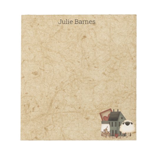 Land Primitief Folk Art Green Saltbox Home Notitieblok (Voorkant)