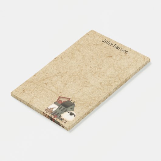 Land Primitief Folk Art Green Saltbox Home Post-it® Notes (Schuin)