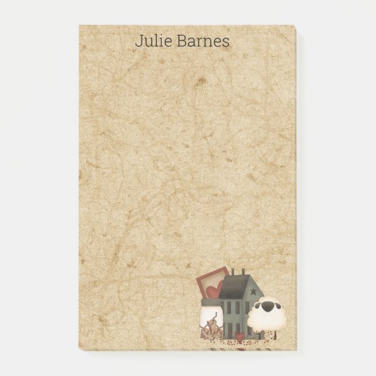 Land Primitief Folk Art Green Saltbox Home Post-it® Notes (Voorkant)