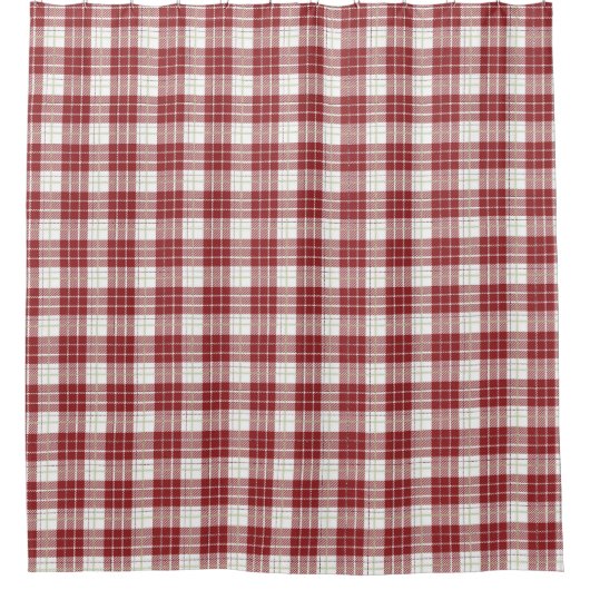 Land/Primitief rood geruit Douchegordijn (Voorkant)