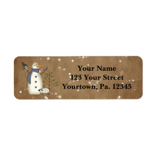 Land Primitief Snowman Adres Etiket