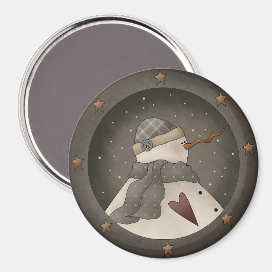 Land Primitief Snowman Magneet (Voorkant / Achterkant)