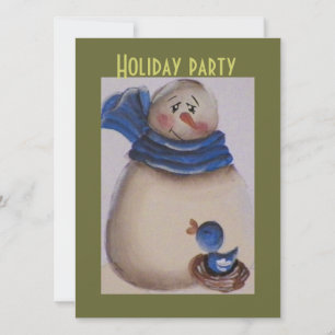 Land Primitief Snowman met Blauwe Vogel Kaart