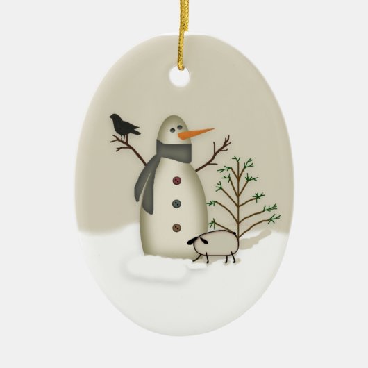 Land Primitief Snowman Ornament (Voorkant)