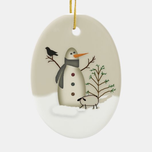 Land Primitief Snowman Ornament (Achterkant)