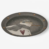 Land Primitief Snowman Papieren Bordje (Gekanteld)