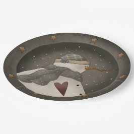 Land Primitief Snowman Papieren Bordje