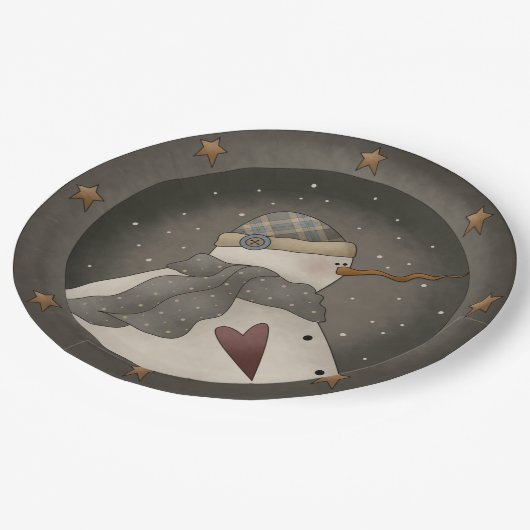 Land Primitief Snowman Papieren Bordje (Gekanteld)