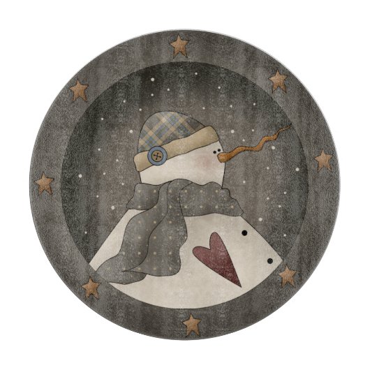 Land Primitief Snowman Snijplank (Voorkant)