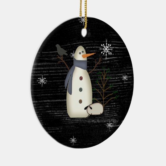 Land Primitief Snowman & Snowflakes Ornament (Rechts)