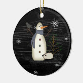 Land Primitief Snowman & Snowflakes Ornament (Links)