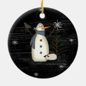 Land Primitief Snowman & Snowflakes Ornament (Achterkant)
